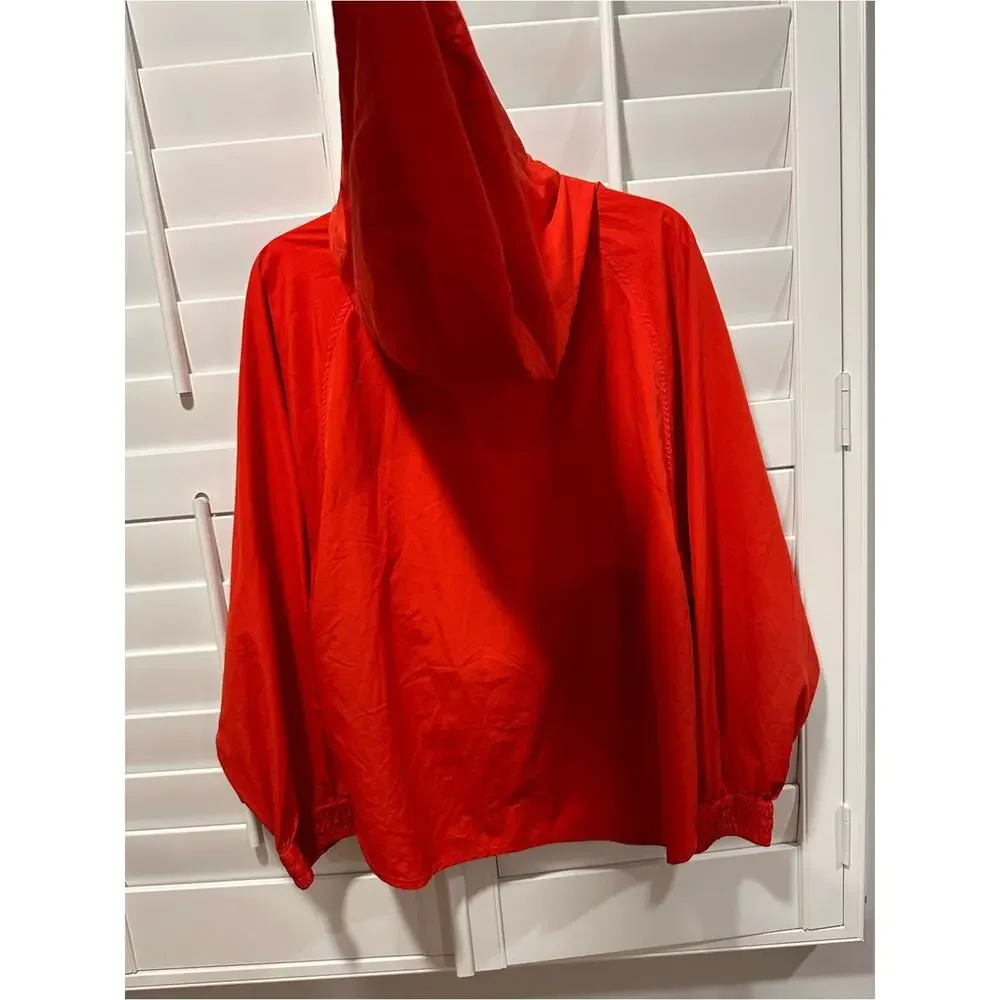 IVY PARK Red Hooded Windbreaker Pullover Jacket S Oversized Zip Pocket Athletic